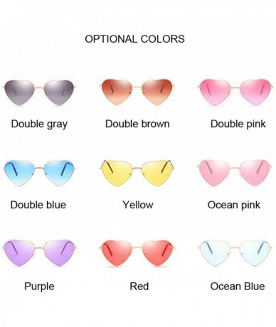 Oversized Heart Shaped Sunglasses Women Fashion LOVE Clear Ocean Lenses Pink Sun Glasses Oculos UV400 - Double Brown - CC197Y...