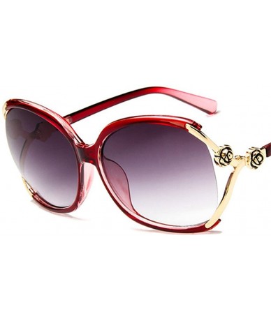 Oversized Sunglasses Women UV Protection Fashion Rimmed Metal Outdoor Travel Summer - Red - CN18G3LGHR6 $22.63