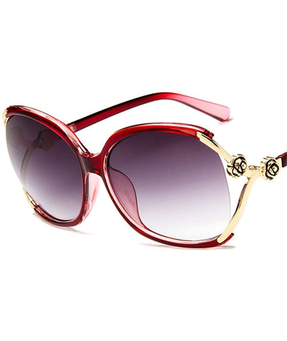 Oversized Sunglasses Women UV Protection Fashion Rimmed Metal Outdoor Travel Summer - Red - CN18G3LGHR6 $22.63