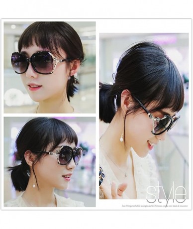 Oversized Sunglasses Women UV Protection Fashion Rimmed Metal Outdoor Travel Summer - Red - CN18G3LGHR6 $22.63