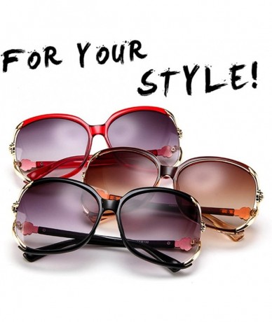 Oversized Sunglasses Women UV Protection Fashion Rimmed Metal Outdoor Travel Summer - Red - CN18G3LGHR6 $22.63