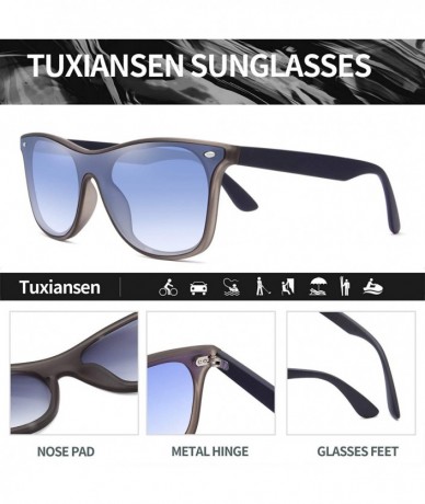 Square Polarized Retro Classic Trendy Stylish Sunglasses for Men Women - 4 Blue - C9193IH7LS6 $25.09