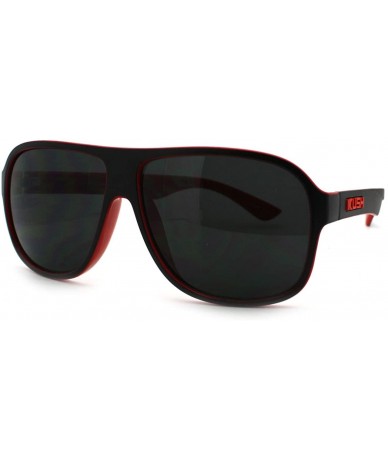 Square KUSH Sporty Sunglasses Square Racer Aviator 2-tone Shades - Black Red - C511RHCNYMH $19.54