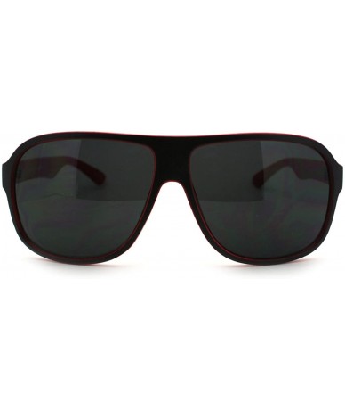 Square KUSH Sporty Sunglasses Square Racer Aviator 2-tone Shades - Black Red - C511RHCNYMH $19.54