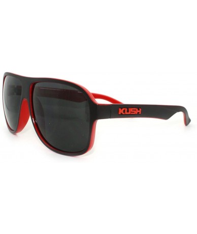 Square KUSH Sporty Sunglasses Square Racer Aviator 2-tone Shades - Black Red - C511RHCNYMH $19.54