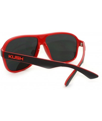 Square KUSH Sporty Sunglasses Square Racer Aviator 2-tone Shades - Black Red - C511RHCNYMH $19.54