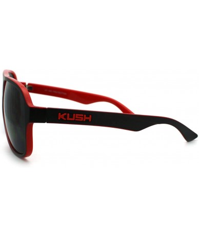 Square KUSH Sporty Sunglasses Square Racer Aviator 2-tone Shades - Black Red - C511RHCNYMH $19.54