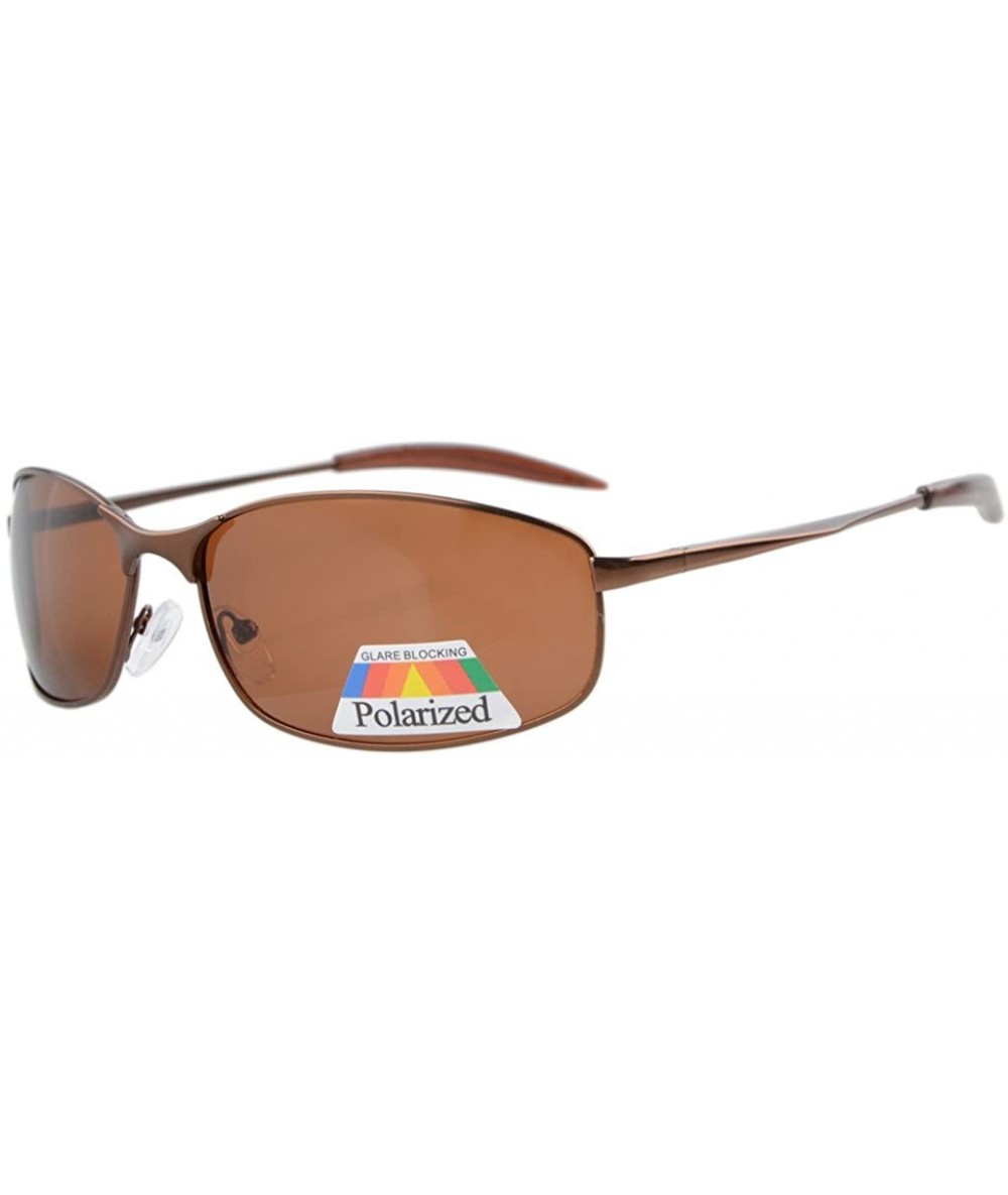 Sport Metal Frame Fishing Golf Cycling Flying Outdoor Polarized Sunglasses - S15005 Polarized Brown Frame/Brown Lens - CK126E...