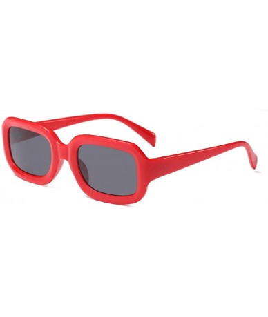 Goggle Men women Vintage Retro Rectangle sunglasses Neutral Colored Lens 50mm - Red - CV18DW08K04 $19.17