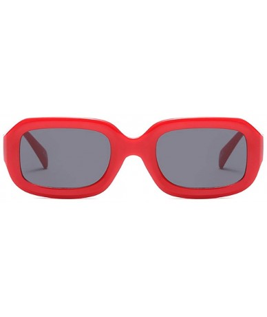 Goggle Men women Vintage Retro Rectangle sunglasses Neutral Colored Lens 50mm - Red - CV18DW08K04 $19.17