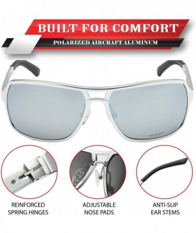 Aviator Polarized Aircraft Aluminum Aviator Fashion Driving Sunglasses For Women Men - Nickle Silver - Polarized Ice Tech - C...