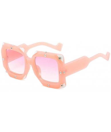 Square Crystal Sunglasses Vintage Oversize Eyeglasses - Pink - CE18Q95ARHR $22.69