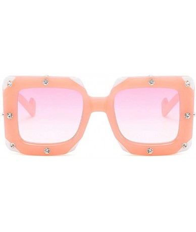 Square Crystal Sunglasses Vintage Oversize Eyeglasses - Pink - CE18Q95ARHR $22.69