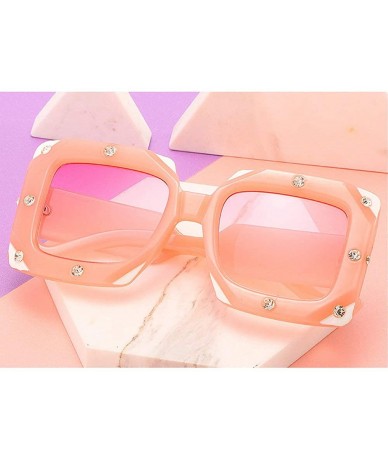 Square Crystal Sunglasses Vintage Oversize Eyeglasses - Pink - CE18Q95ARHR $22.69