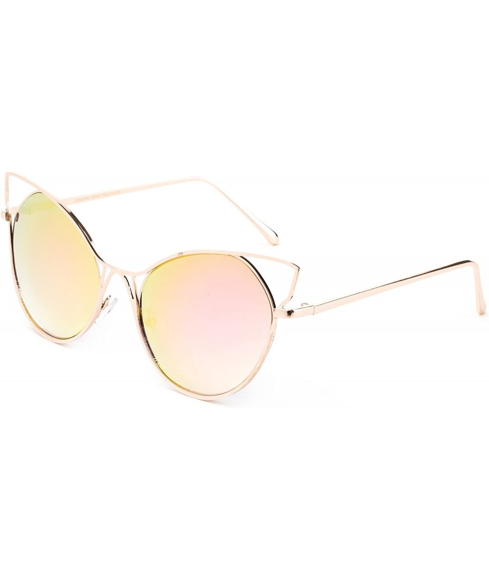 Wayfarer Kyra Oversized Round Loop Design Hoops Fashion Sunglasses for Women - Gold/Pink - CN182XUOWZ6 $19.52