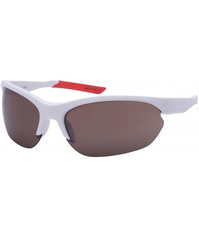 Semi-rimless Semi-Rimless Sports Sunglasses W/Flash Mirror Lens 570067-FM - White/Red - C01264WLKWL $18.37