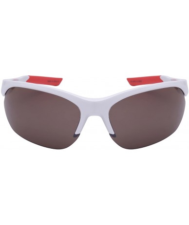 Semi-rimless Semi-Rimless Sports Sunglasses W/Flash Mirror Lens 570067-FM - White/Red - C01264WLKWL $18.37