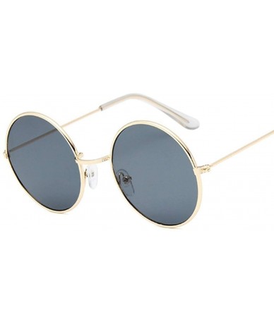 Aviator Retro Round Sunglasses Women Brand Designer Sun Glasses Alloy Mirror Female - Goldpink - CP198ZQLMI2 $60.04