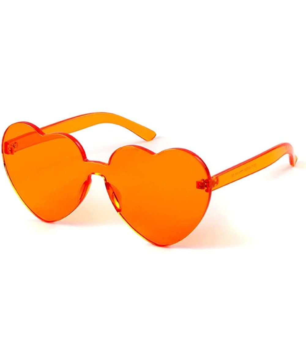 Goggle Heart Shaped Rimless Sunglasses Clout Goggles Candy Clear Lens Sun Glasses for Women Girls - Orange - C1180N85NX2 $18.15