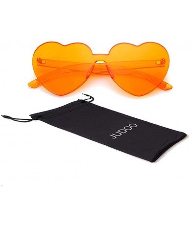 Goggle Heart Shaped Rimless Sunglasses Clout Goggles Candy Clear Lens Sun Glasses for Women Girls - Orange - C1180N85NX2 $18.15