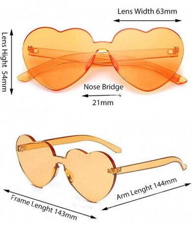 Goggle Heart Shaped Rimless Sunglasses Clout Goggles Candy Clear Lens Sun Glasses for Women Girls - Orange - C1180N85NX2 $18.15