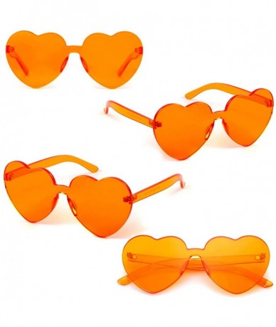 Goggle Heart Shaped Rimless Sunglasses Clout Goggles Candy Clear Lens Sun Glasses for Women Girls - Orange - C1180N85NX2 $18.15