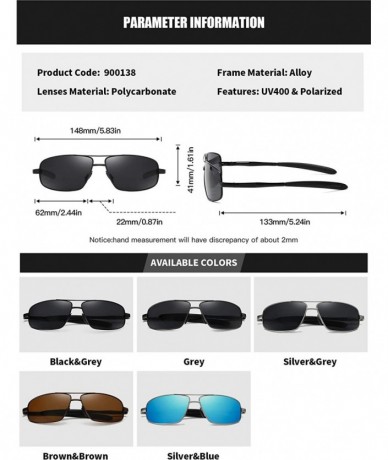 Sport Polarized Rectangular Sunglasses for Mens Driving Alloy Frame UV400 Hd - Black Grey - CJ18XOYC2T6 $28.52