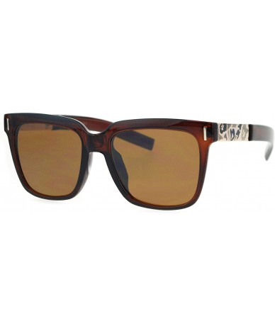 Rectangular Trendy Oversize Mens Mob Horn Rim Hipster Sunglasses - Brown Gold - CR12O0YCXYH $18.64