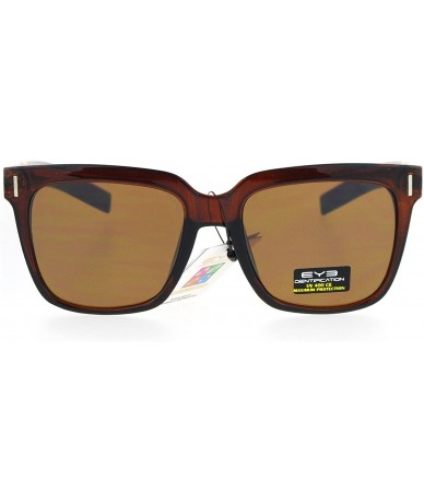 Rectangular Trendy Oversize Mens Mob Horn Rim Hipster Sunglasses - Brown Gold - CR12O0YCXYH $18.64