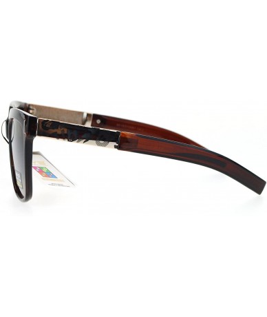 Rectangular Trendy Oversize Mens Mob Horn Rim Hipster Sunglasses - Brown Gold - CR12O0YCXYH $18.64