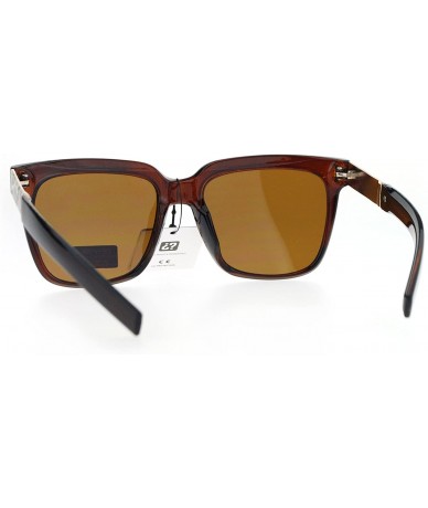 Rectangular Trendy Oversize Mens Mob Horn Rim Hipster Sunglasses - Brown Gold - CR12O0YCXYH $18.64