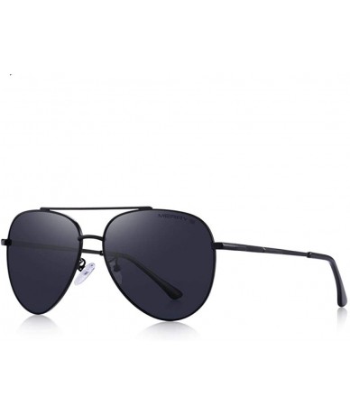 Aviator DESIGN Men Classic Pilot Sunglasses Aviation Frame HD Polarized Sun C01 Black - C01 Black - CQ18XGDUU7C $30.17