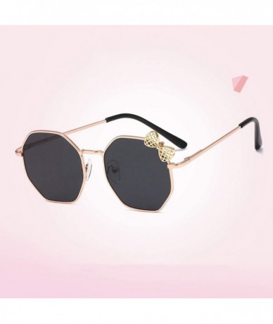 Goggle 2020 New Fashion Sunglasses Girls Bow Metal Sun Glasses Kids Polygon Trend - Brown - C8197A35EOT $32.69