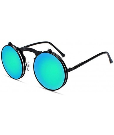 Round Vintage Round Flip Up Sunglasses for Men Women John Lennon Style Circle Sunglasses - C8192QS8QY3 $23.11