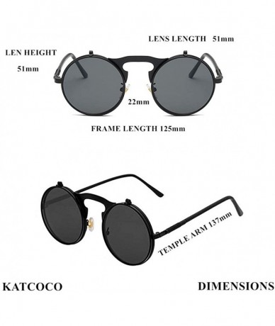 Round Vintage Round Flip Up Sunglasses for Men Women John Lennon Style Circle Sunglasses - C8192QS8QY3 $23.11