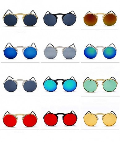 Round Vintage Round Flip Up Sunglasses for Men Women John Lennon Style Circle Sunglasses - C8192QS8QY3 $23.11