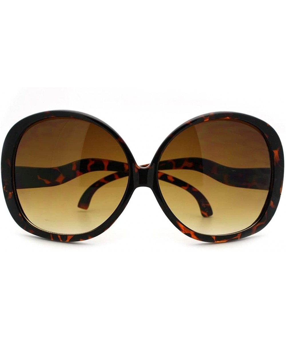 Oversized Wavy Curly Drop Temple Extra Large Round Butterfly Sunglasses - Tortoise - CT11YNNHBTP $18.40