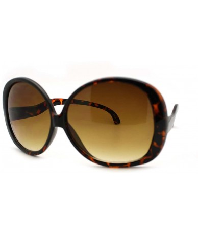 Oversized Wavy Curly Drop Temple Extra Large Round Butterfly Sunglasses - Tortoise - CT11YNNHBTP $18.40