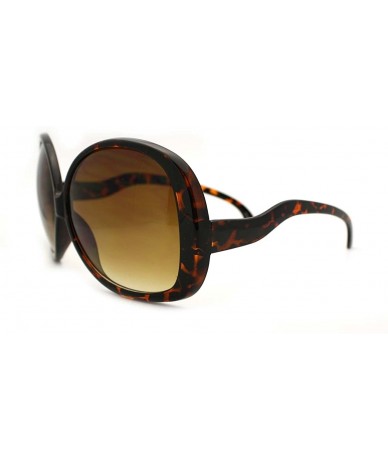 Oversized Wavy Curly Drop Temple Extra Large Round Butterfly Sunglasses - Tortoise - CT11YNNHBTP $18.40