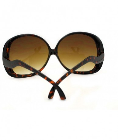 Oversized Wavy Curly Drop Temple Extra Large Round Butterfly Sunglasses - Tortoise - CT11YNNHBTP $18.40