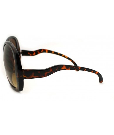 Oversized Wavy Curly Drop Temple Extra Large Round Butterfly Sunglasses - Tortoise - CT11YNNHBTP $18.40