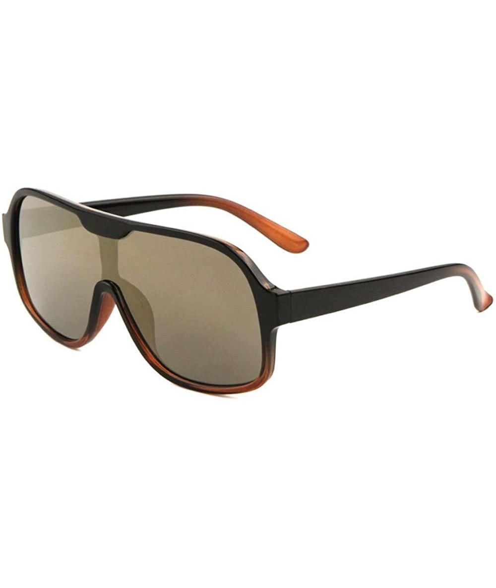 Rimless Sport One Piece Oversized Shield Sunglasses - Black Brown Frame - CW189DOKSNI $18.07