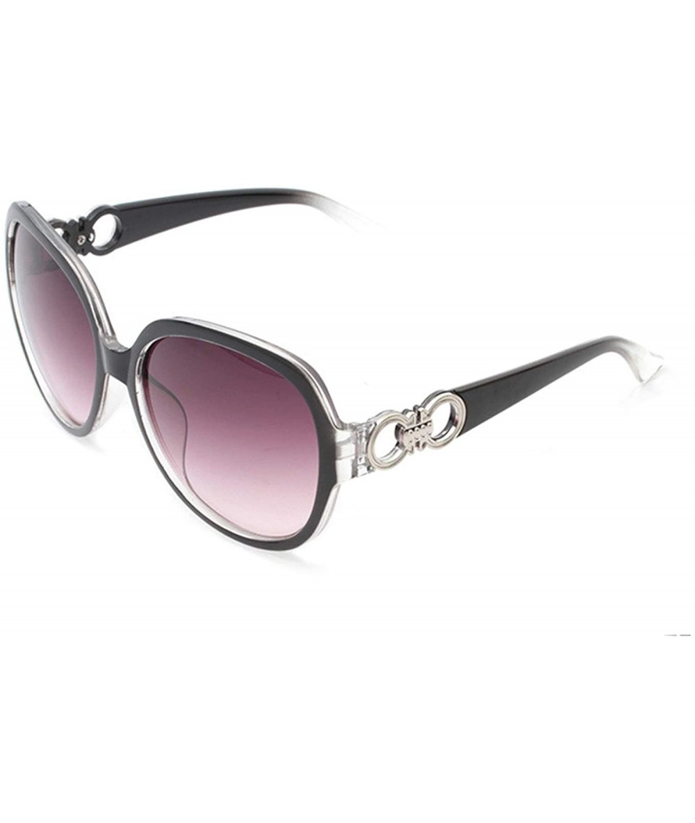 Round Polarized Sunglasses Fashion Glasses Protection - Transparent Black - C818TQZ0M23 $29.17