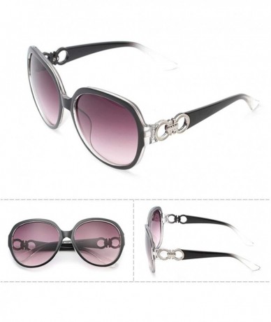 Round Polarized Sunglasses Fashion Glasses Protection - Transparent Black - C818TQZ0M23 $29.17