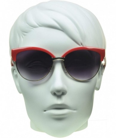 Oversized Women Bifocal Reading Sunglasses with CatEye Half Horn Rim Frame - Red Gold With Smoke Lens - CA18UGN4L6S $27.06