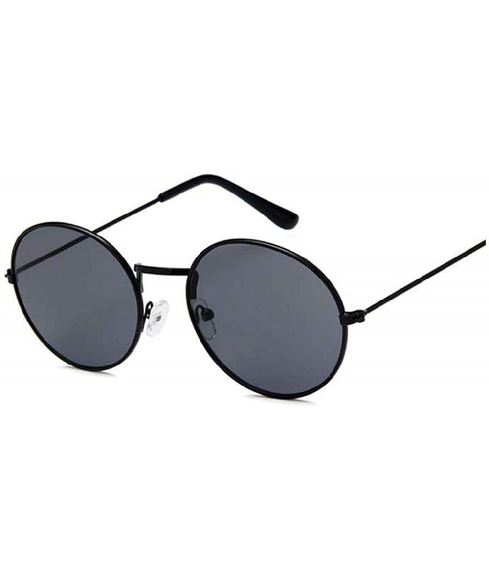 Round Vintage Round Sunglasses Women Er Retro Luxury Sun Glasses Small Mirror Ladies Oculos - Black Gray - C1198AI32DQ $51.84