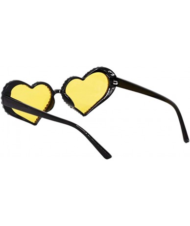 Oversized Sparkling Heart Shape Frame Crystal Sunglasses UV Protection Rhinestone Sunglasses - Yellow - CX18AG0DE59 $30.04