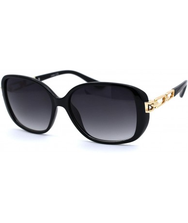 Rectangular Womens Rectangular Metal Chain Arm Butterfly Chic Sunglasses - Black Gold Smoke - CF1932YD6Q3 $18.42