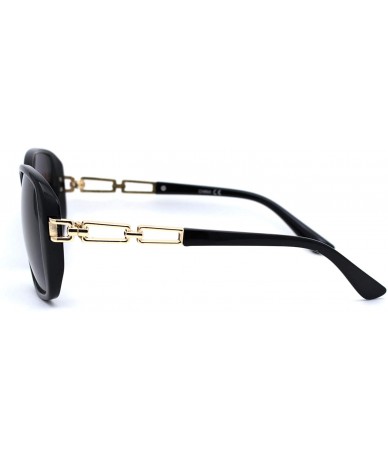 Rectangular Womens Rectangular Metal Chain Arm Butterfly Chic Sunglasses - Black Gold Smoke - CF1932YD6Q3 $18.42