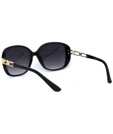 Rectangular Womens Rectangular Metal Chain Arm Butterfly Chic Sunglasses - Black Gold Smoke - CF1932YD6Q3 $18.42